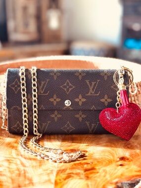 Louis Vuitton vintage Sarah long wallet monogram converted Crossbody 2008